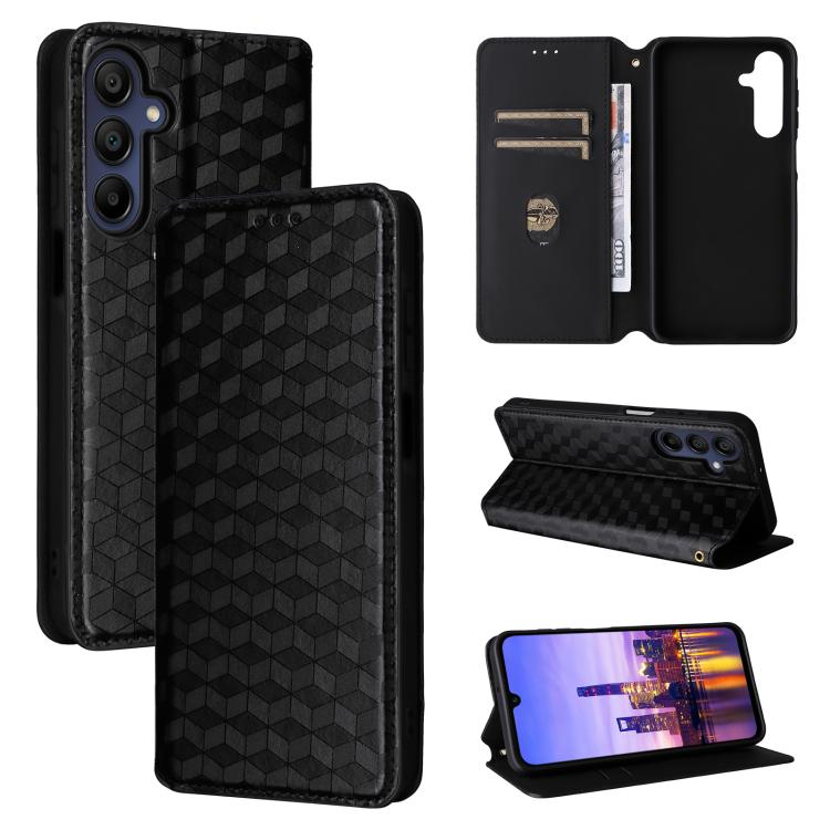Custodia per telefono in pelle con texture a griglia cubica., For Samsung Galaxy A16 4G / 5G, For Samsung Galaxy A15 4G / 5G, For Samsung Galaxy A55 5G, For Samsung Galaxy A35 5G