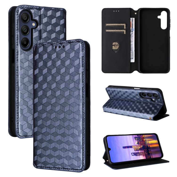 Custodia per telefono in pelle con texture a griglia cubica., For Samsung Galaxy A16 4G / 5G, For Samsung Galaxy A15 4G / 5G, For Samsung Galaxy A55 5G, For Samsung Galaxy A35 5G