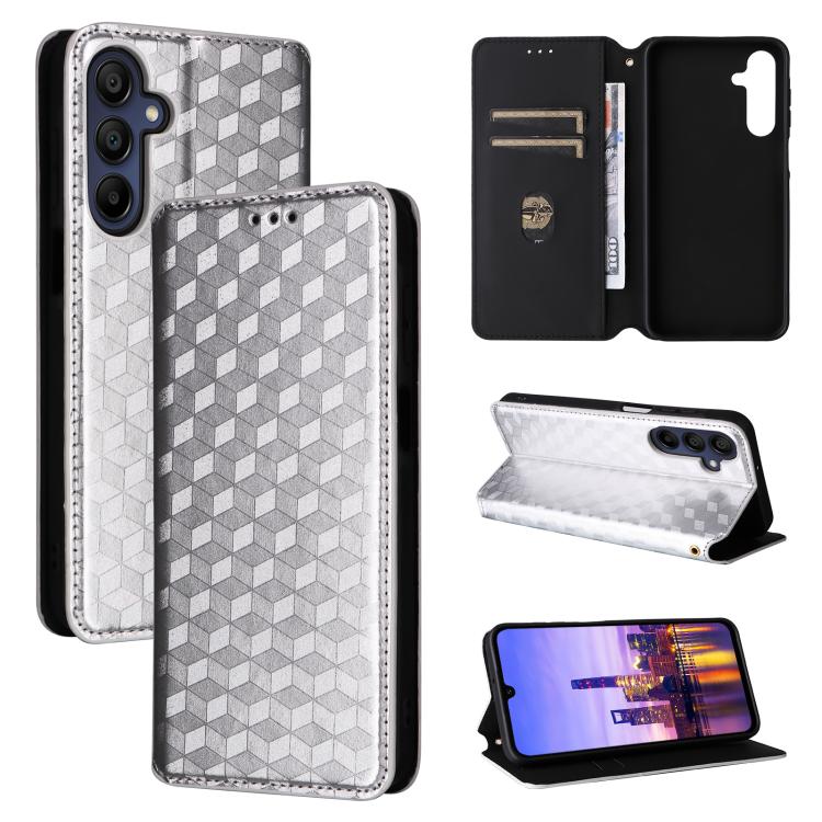 Custodia per telefono in pelle con texture a griglia cubica., For Samsung Galaxy A16 4G / 5G, For Samsung Galaxy A15 4G / 5G, For Samsung Galaxy A55 5G, For Samsung Galaxy A35 5G