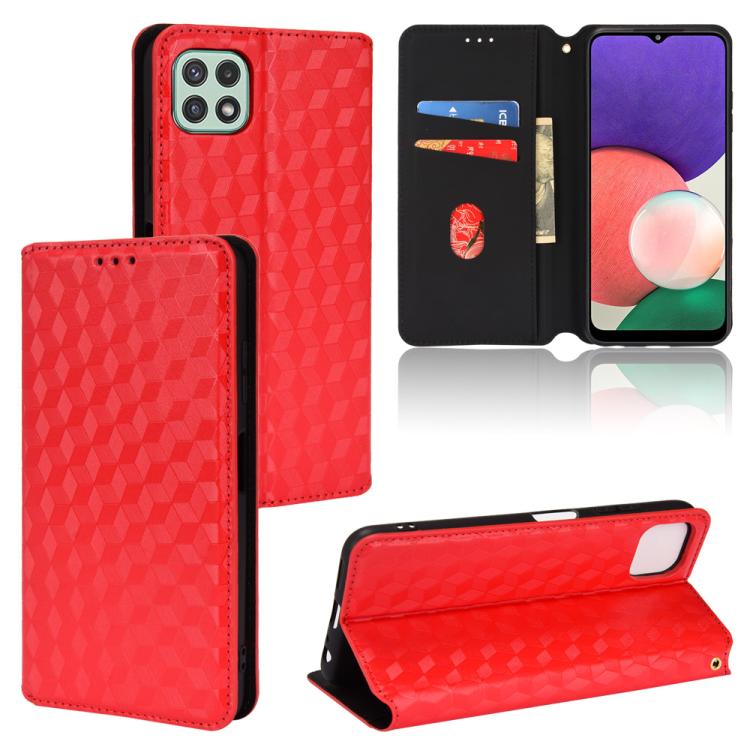 Custodia per telefono in pelle con texture a griglia cubica., For Samsung Galaxy A22 5G, For Samsung Galaxy A32 4G, For Samsung Galaxy A02 / M02, For Samsung Galaxy A72