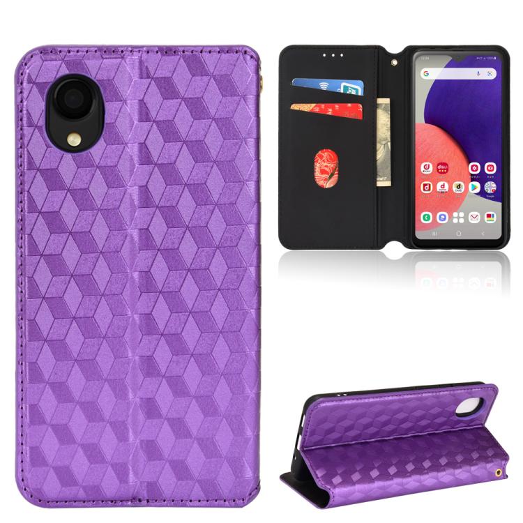 Custodia per telefono in pelle con texture a griglia cubica., For Samsung Galaxy A52 4G / 5G / A52s 5G, For Samsung Galaxy A12 / A12 Nacho / M12, For Samsung Galaxy A02s / A03s 164.2mm, For Samsung Galaxy A22 5G Japan Version