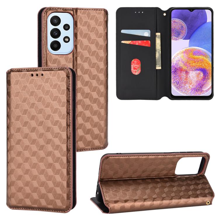 Custodia per telefono in pelle con texture a griglia cubica., For Samsung Galaxy A23 4G / 5G / F23 / M23, For Samsung Galaxy A04e / M04 / F04, For Samsung Galaxy A14 4G / 5G, For Samsung Galaxy A24 5G