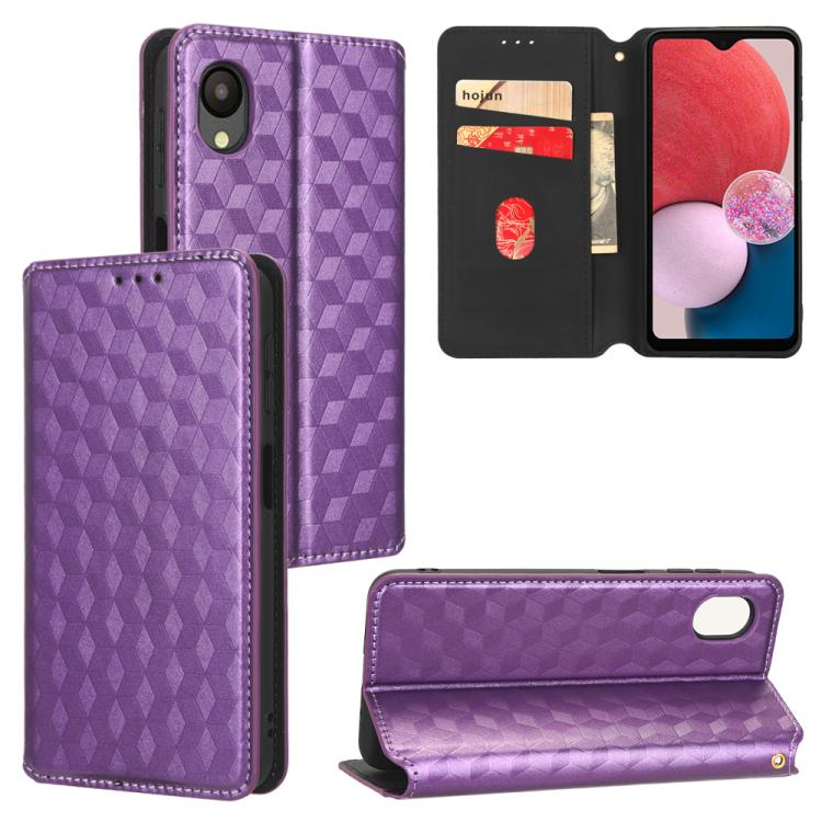 Custodia per telefono in pelle con texture a griglia cubica., For Samsung Galaxy A34 5G, For Samsung Galaxy A54 5G, For Samsung Galaxy A23e / A23s, For Samsung Galaxy A04 4G / M13 5G