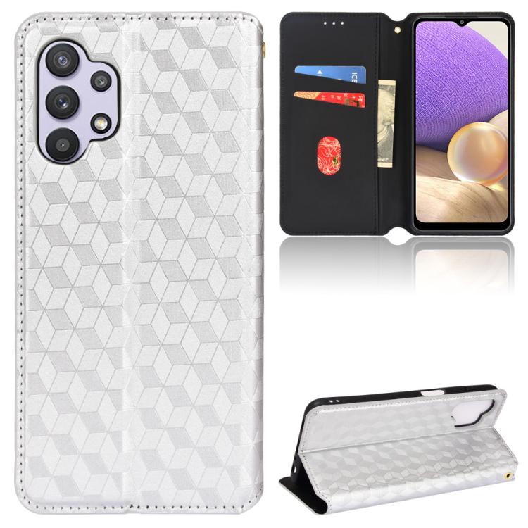 Custodia per telefono in pelle con texture a griglia cubica., For Samsung Galaxy A03 164.2mm Global, For Samsung Galaxy A03 166.5mm EU Version, For Samsung Galaxy A13 4G, For Samsung Galaxy A32 5G / M32 5G