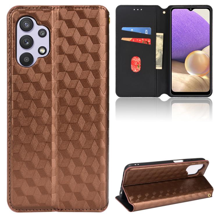 Custodia per telefono in pelle con texture a griglia cubica., For Samsung Galaxy A03 164.2mm Global, For Samsung Galaxy A03 166.5mm EU Version, For Samsung Galaxy A13 4G, For Samsung Galaxy A32 5G / M32 5G