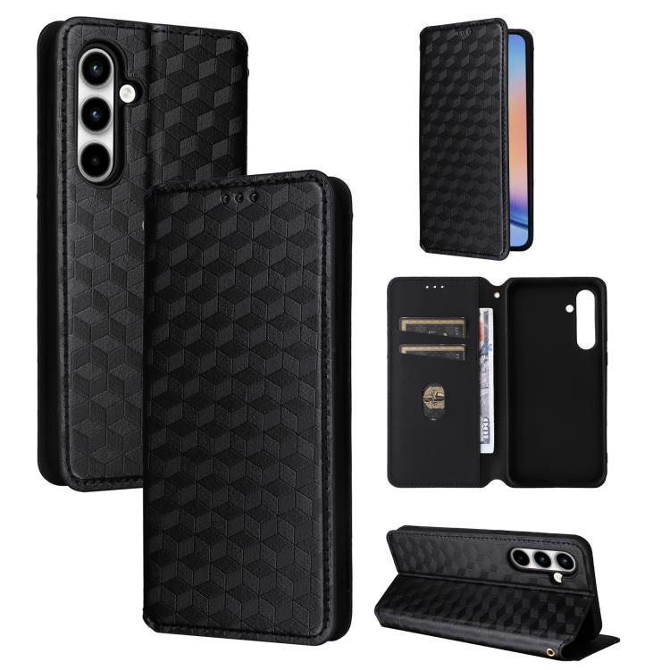 Custodia per telefono in pelle con texture a griglia cubica., For Samsung Galaxy A16 4G / 5G, For Samsung Galaxy A15 4G / 5G, For Samsung Galaxy A55 5G, For Samsung Galaxy A35 5G