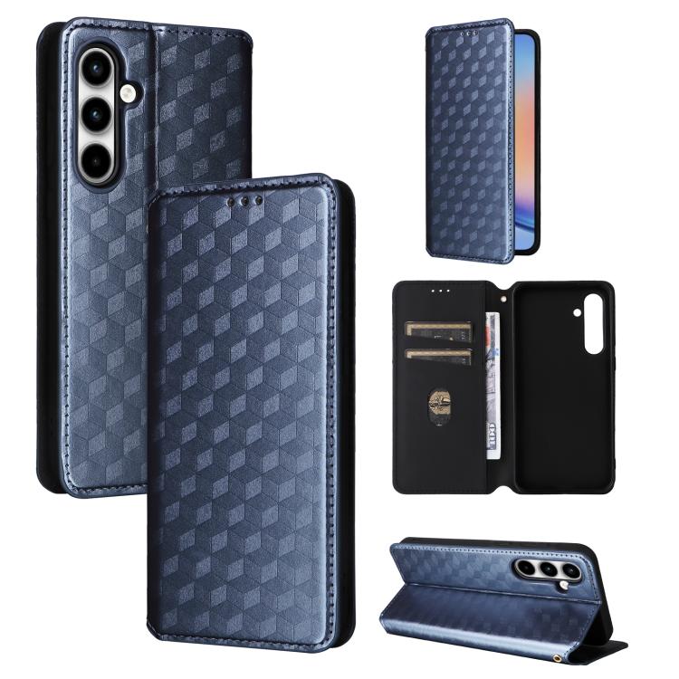 Custodia per telefono in pelle con texture a griglia cubica., For Samsung Galaxy A16 4G / 5G, For Samsung Galaxy A15 4G / 5G, For Samsung Galaxy A55 5G, For Samsung Galaxy A35 5G