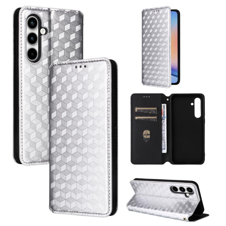 Custodia per telefono in pelle con texture a griglia cubica., For Samsung Galaxy A16 4G / 5G, For Samsung Galaxy A15 4G / 5G, For Samsung Galaxy A55 5G, For Samsung Galaxy A35 5G