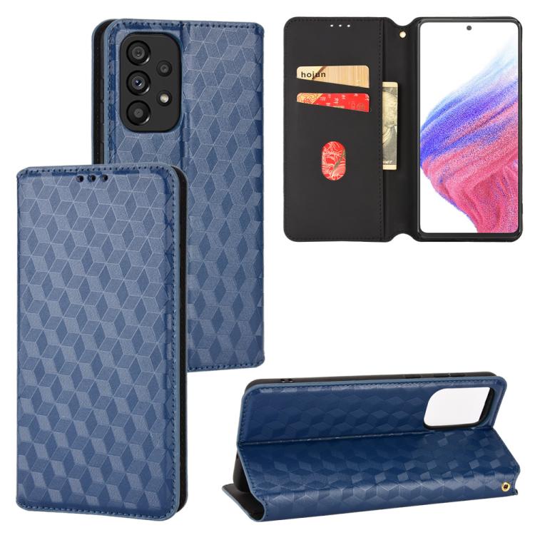 Custodia per telefono in pelle con texture a griglia cubica., For Samsung Galaxy A13 5G / A04s, For Samsung Galaxy A53 5G, For Samsung Galaxy A73 5G, For Samsung Galaxy A03 Core
