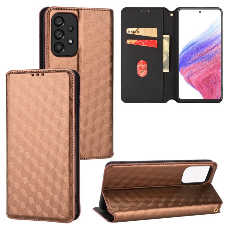 Custodia per telefono in pelle con texture a griglia cubica., For Samsung Galaxy A13 5G / A04s, For Samsung Galaxy A53 5G, For Samsung Galaxy A73 5G, For Samsung Galaxy A03 Core