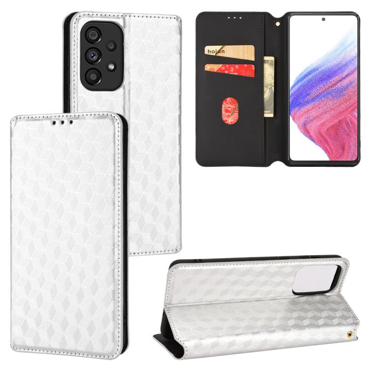 Custodia per telefono in pelle con texture a griglia cubica., For Samsung Galaxy A13 5G / A04s, For Samsung Galaxy A53 5G, For Samsung Galaxy A73 5G, For Samsung Galaxy A03 Core