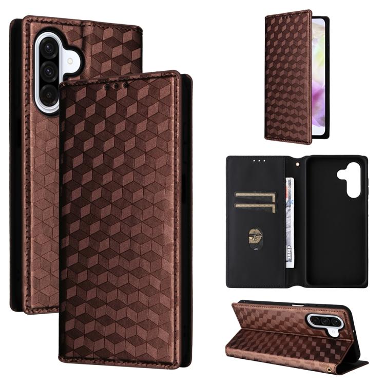 Custodia per telefono in pelle con texture a griglia cubica., For Samsung Galaxy A57 5G, For Samsung Galaxy A37 5G, For Galaxy A27 5G, For Samsung Galaxy A17 4G / 5G