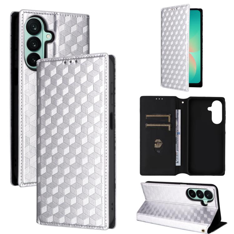 Custodia per telefono in pelle con texture a griglia cubica., For Samsung Galaxy A57 5G, For Samsung Galaxy A37 5G, For Galaxy A27 5G, For Samsung Galaxy A17 4G / 5G