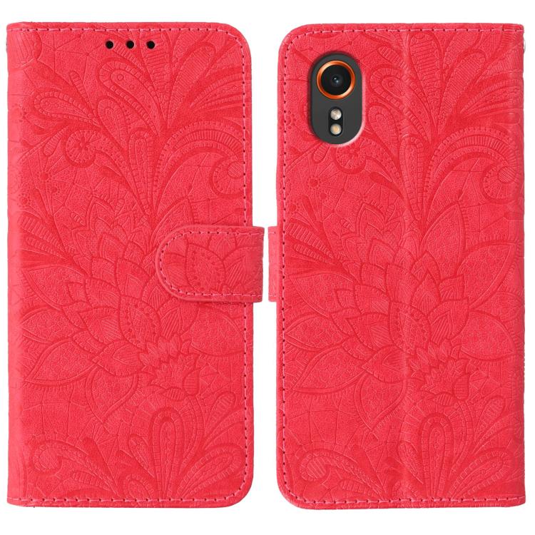 Custodia per telefono in pelle con motivo floreale in rilievo e pizzo., For Samsung Galaxy XCover7 Pro, For Samsung Galaxy XCover7