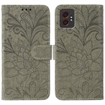 Custodia per telefono in pelle con motivo floreale in rilievo e pizzo., For Samsung Galaxy XCover7 Pro, For Samsung Galaxy XCover7