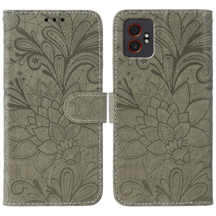 Custodia per telefono in pelle con motivo floreale in rilievo e pizzo., For Samsung Galaxy XCover7 Pro, For Samsung Galaxy XCover7