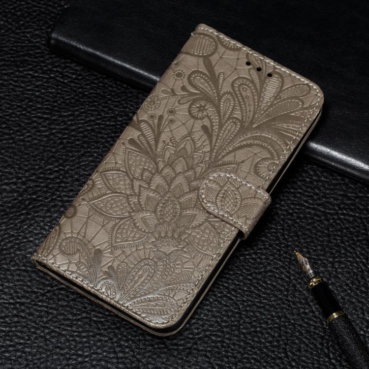 Custodia per telefono in pelle con motivo floreale in rilievo e pizzo., For Samsung Galaxy XCover7 Pro, For Samsung Galaxy XCover7