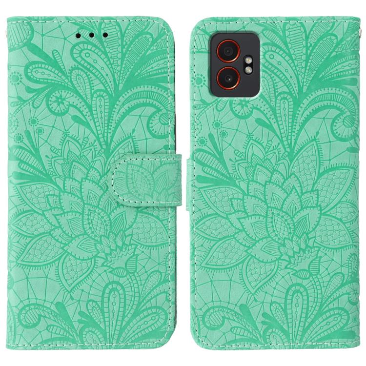 Custodia per telefono in pelle con motivo floreale in rilievo e pizzo., For Samsung Galaxy XCover7 Pro, For Samsung Galaxy XCover7