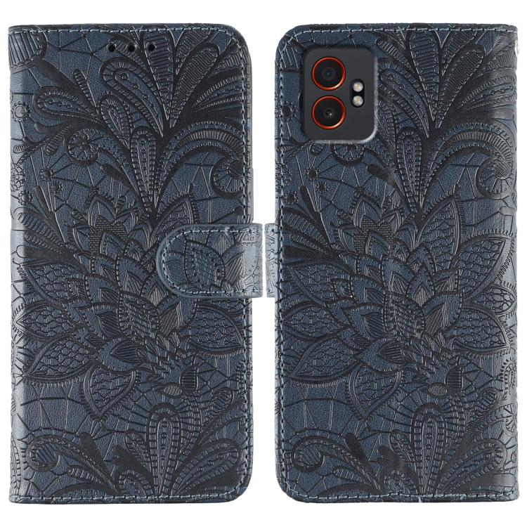 Custodia per telefono in pelle con motivo floreale in rilievo e pizzo., For Samsung Galaxy XCover7 Pro, For Samsung Galaxy XCover7