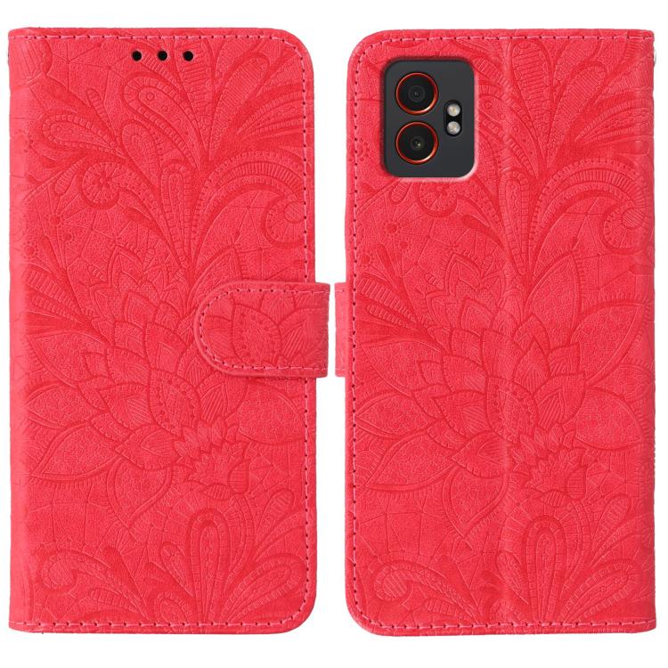 Custodia per telefono in pelle con motivo floreale in rilievo e pizzo., For Samsung Galaxy XCover7 Pro, For Samsung Galaxy XCover7