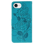 Custodia per telefono in pelle con motivo a rosa e farfalla in rilievo, For iPhone 17e / 16e, For iPhone 17 Pro Max, For iPhone 17 Pro, For iPhone 17