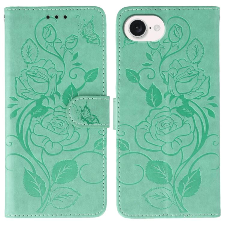 Custodia per telefono in pelle con motivo a rosa e farfalla in rilievo, For iPhone 17e / 16e, For iPhone 17 Pro Max, For iPhone 17 Pro, For iPhone 17