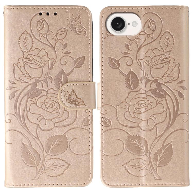 Custodia per telefono in pelle con motivo a rosa e farfalla in rilievo, For iPhone 17e / 16e, For iPhone 17 Pro Max, For iPhone 17 Pro, For iPhone 17