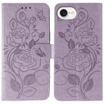 Custodia per telefono in pelle con motivo a rosa e farfalla in rilievo, For iPhone 17e / 16e, For iPhone 17 Pro Max, For iPhone 17 Pro, For iPhone 17