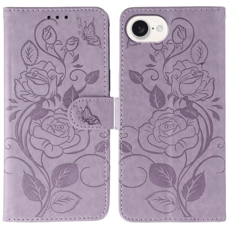 Custodia per telefono in pelle con motivo a rosa e farfalla in rilievo, For iPhone 17e / 16e, For iPhone 17 Pro Max, For iPhone 17 Pro, For iPhone 17