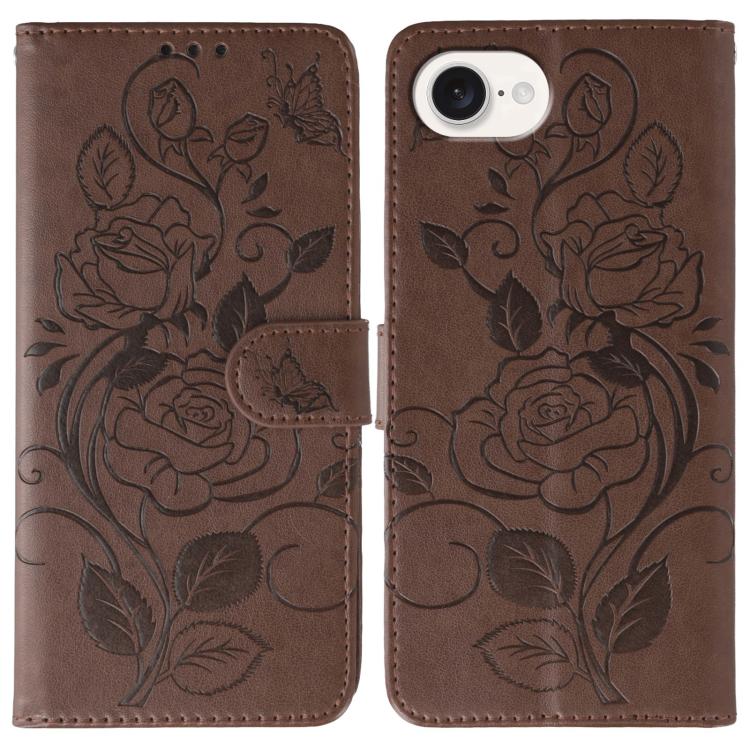 Custodia per telefono in pelle con motivo a rosa e farfalla in rilievo, For iPhone 17e / 16e, For iPhone 17 Pro Max, For iPhone 17 Pro, For iPhone 17