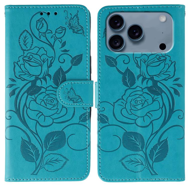 Custodia per telefono in pelle con motivo a rosa e farfalla in rilievo, For iPhone 17e / 16e, For iPhone 17 Pro Max, For iPhone 17 Pro, For iPhone 17