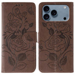 Custodia per telefono in pelle con motivo a rosa e farfalla in rilievo, For iPhone 17e / 16e, For iPhone 17 Pro Max, For iPhone 17 Pro, For iPhone 17