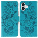 Custodia per telefono in pelle con motivo a rosa e farfalla in rilievo, For iPhone 17e / 16e, For iPhone 17 Pro Max, For iPhone 17 Pro, For iPhone 17