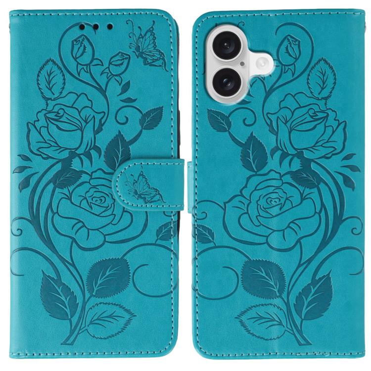 Custodia per telefono in pelle con motivo a rosa e farfalla in rilievo, For iPhone 17e / 16e, For iPhone 17 Pro Max, For iPhone 17 Pro, For iPhone 17
