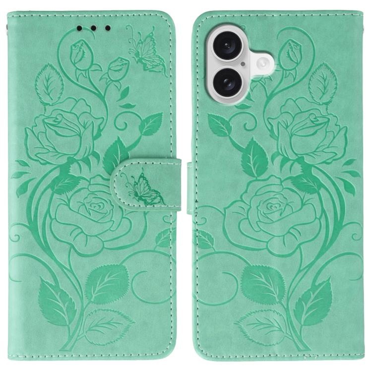 Custodia per telefono in pelle con motivo a rosa e farfalla in rilievo, For iPhone 17e / 16e, For iPhone 17 Pro Max, For iPhone 17 Pro, For iPhone 17