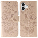 Custodia per telefono in pelle con motivo a rosa e farfalla in rilievo, For iPhone 17e / 16e, For iPhone 17 Pro Max, For iPhone 17 Pro, For iPhone 17