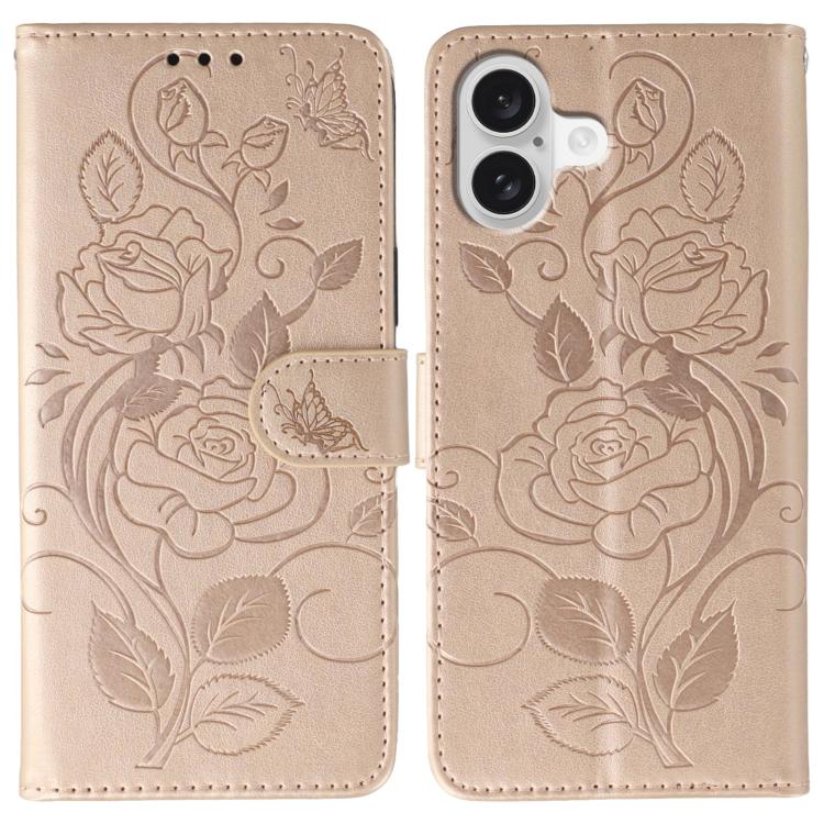 Custodia per telefono in pelle con motivo a rosa e farfalla in rilievo, For iPhone 17e / 16e, For iPhone 17 Pro Max, For iPhone 17 Pro, For iPhone 17
