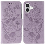 Custodia per telefono in pelle con motivo a rosa e farfalla in rilievo, For iPhone 17e / 16e, For iPhone 17 Pro Max, For iPhone 17 Pro, For iPhone 17