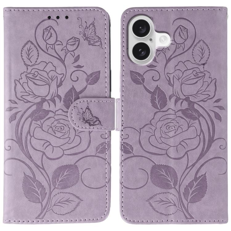 Custodia per telefono in pelle con motivo a rosa e farfalla in rilievo, For iPhone 17e / 16e, For iPhone 17 Pro Max, For iPhone 17 Pro, For iPhone 17