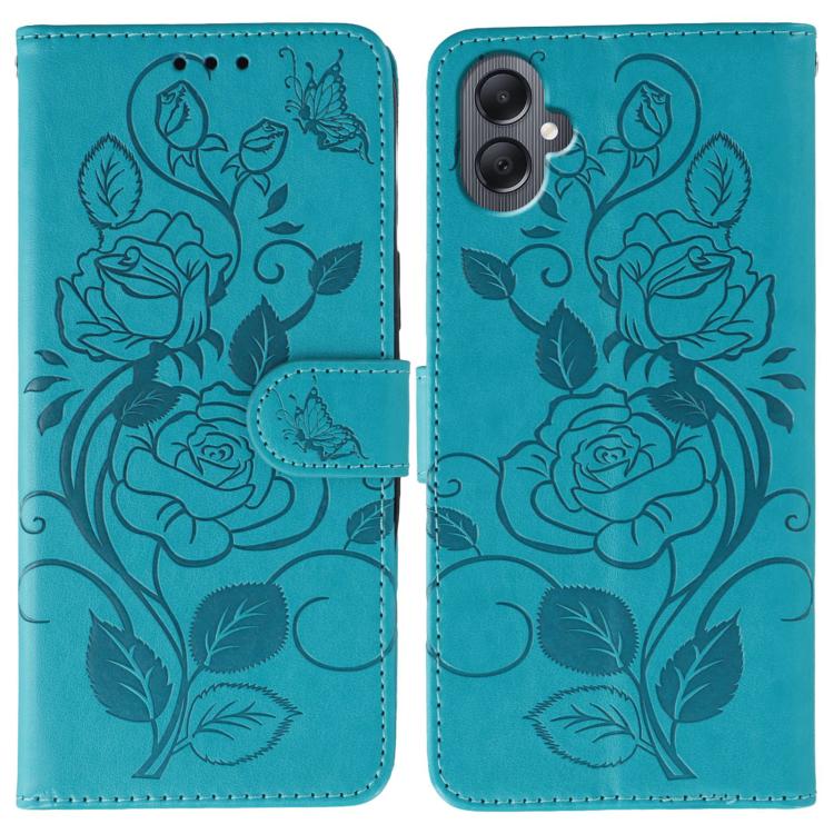 Custodia per telefono in pelle con motivo a rosa e farfalla in rilievo, For Samsung Galaxy A16 4G / 5G, For Samsung Galaxy A05