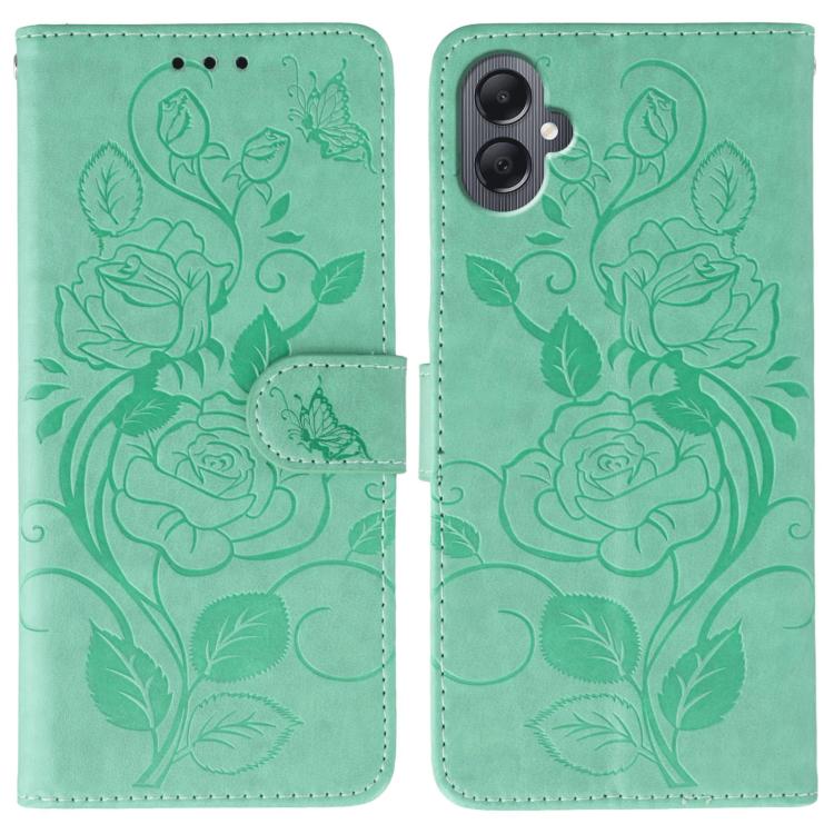 Custodia per telefono in pelle con motivo a rosa e farfalla in rilievo, For Samsung Galaxy A16 4G / 5G, For Samsung Galaxy A05