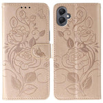 Custodia per telefono in pelle con motivo a rosa e farfalla in rilievo, For Samsung Galaxy A16 4G / 5G, For Samsung Galaxy A05
