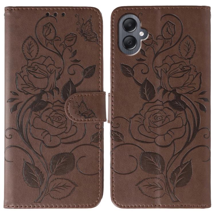 Custodia per telefono in pelle con motivo a rosa e farfalla in rilievo, For Samsung Galaxy A16 4G / 5G, For Samsung Galaxy A05