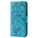 Custodia per telefono in pelle con motivo a rosa e farfalla in rilievo, For Samsung Galaxy A16 4G / 5G, For Samsung Galaxy A05