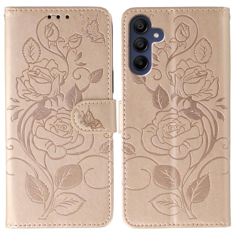 Custodia per telefono in pelle con motivo a rosa e farfalla in rilievo, For Samsung Galaxy A16 4G / 5G, For Samsung Galaxy A05