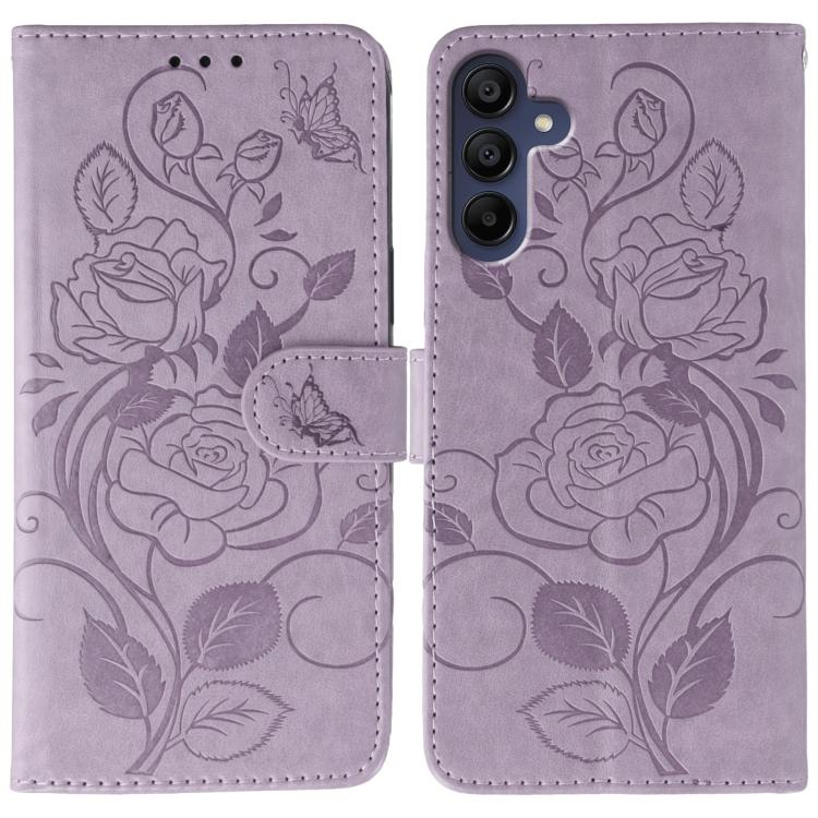 Custodia per telefono in pelle con motivo a rosa e farfalla in rilievo, For Samsung Galaxy A16 4G / 5G, For Samsung Galaxy A05