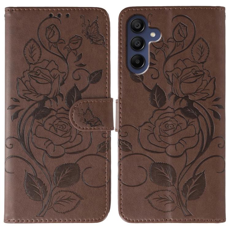 Custodia per telefono in pelle con motivo a rosa e farfalla in rilievo, For Samsung Galaxy A16 4G / 5G, For Samsung Galaxy A05