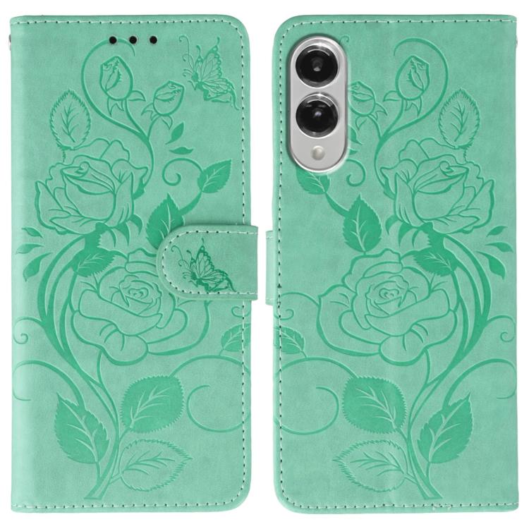 Custodia per telefono in pelle con motivo a rosa e farfalla in rilievo, For Samsung Galaxy S26 Edge 5G, For Samsung Galaxy S25 Edge 5G