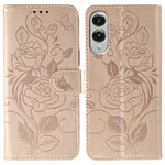 Custodia per telefono in pelle con motivo a rosa e farfalla in rilievo, For Samsung Galaxy S26 Edge 5G, For Samsung Galaxy S25 Edge 5G