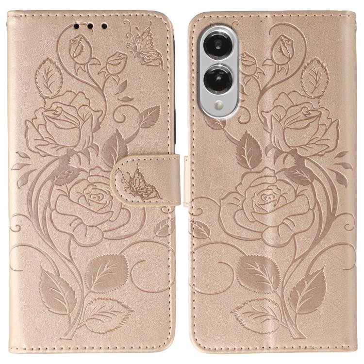 Custodia per telefono in pelle con motivo a rosa e farfalla in rilievo, For Samsung Galaxy S26 Edge 5G, For Samsung Galaxy S25 Edge 5G